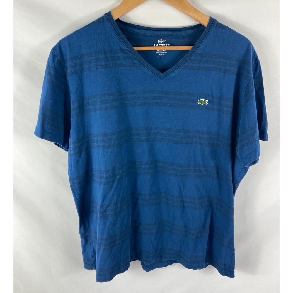 Lacoste Men's Short Sleeve Slim Fit Blue Tshirt Size 7 / XXL